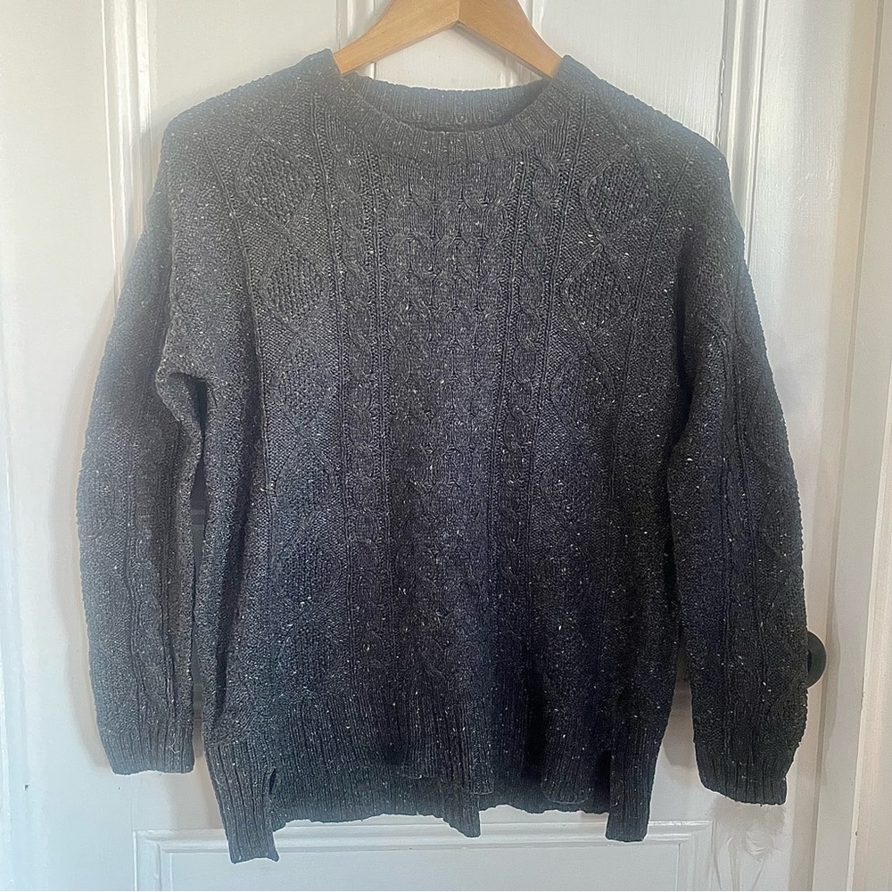 Elbow Patch Cable Knit Crew Sweater - image 1